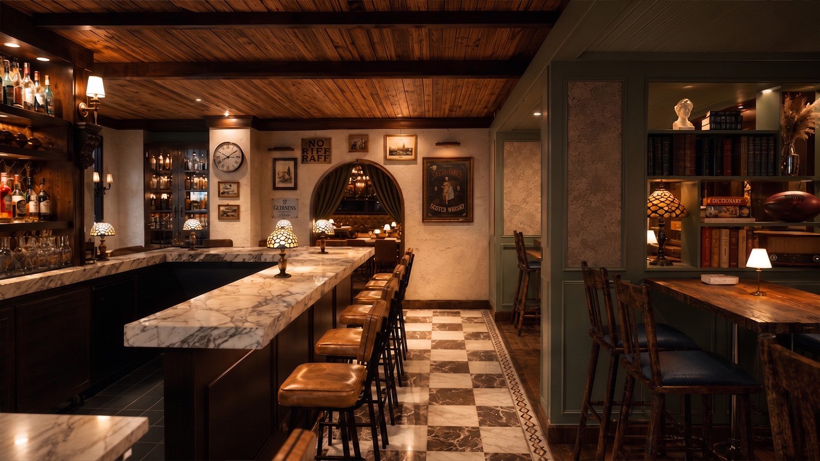 Design concept: leaded windows and a long timber table set for dinner